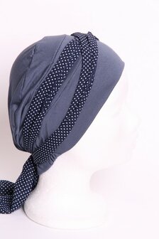 Mutssja SJBD12/Jeans blauw-donker Sjaaltje blauw met witte stipjes