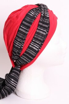Sjaal SG16/Rood, sjaaltje Zwart met zilveren draadjes