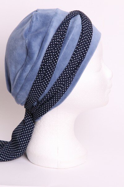 Mutssja SJBL15/Jeans blauw-licht Sjaaltje blauw-met-witte-stipjes